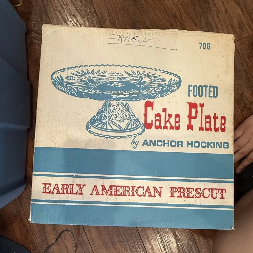 Anchor Hocking Early American Prescut, Footed Cake Plate 706, Pedestal Stand, A3